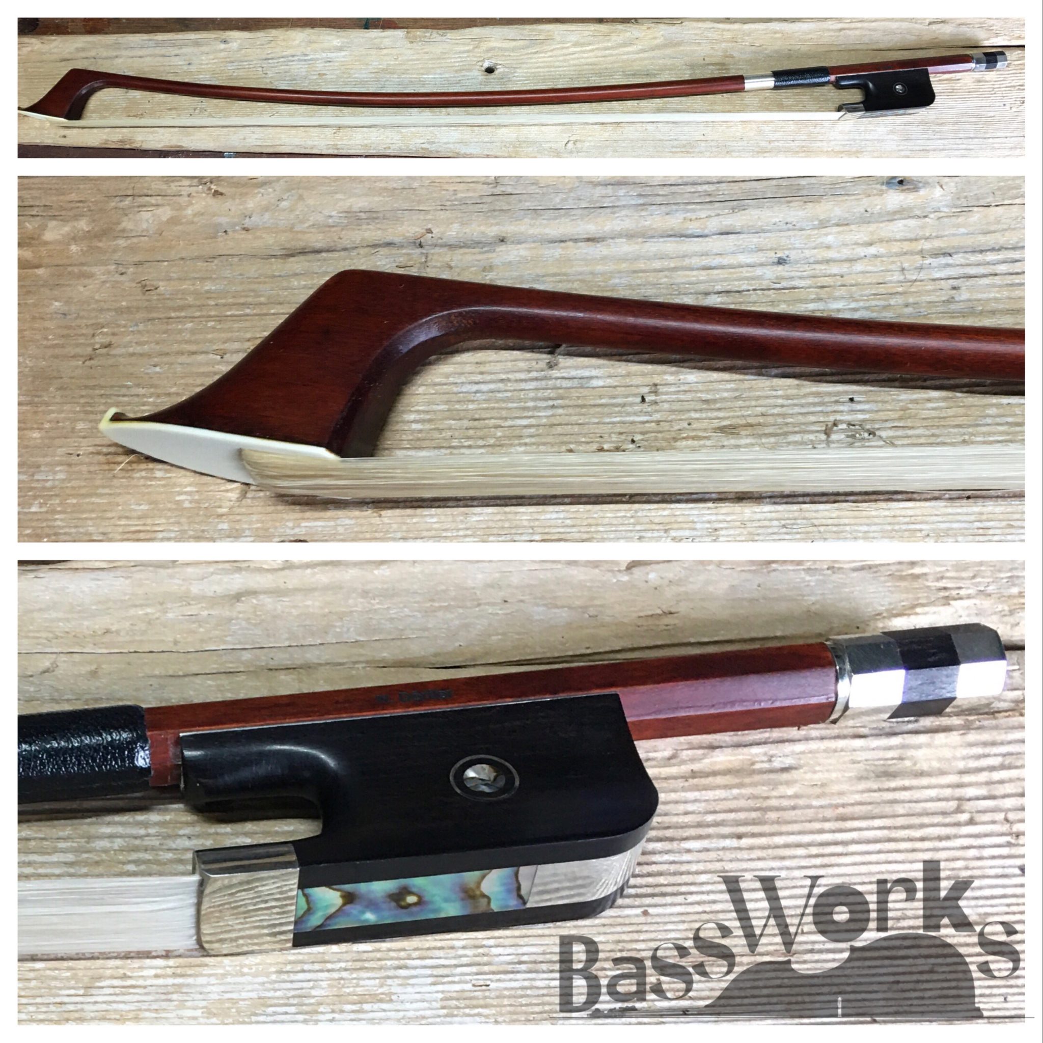 Dorfler Pernambuco French Double Bass Bow Round, 3/4 Size Bass Works Australia